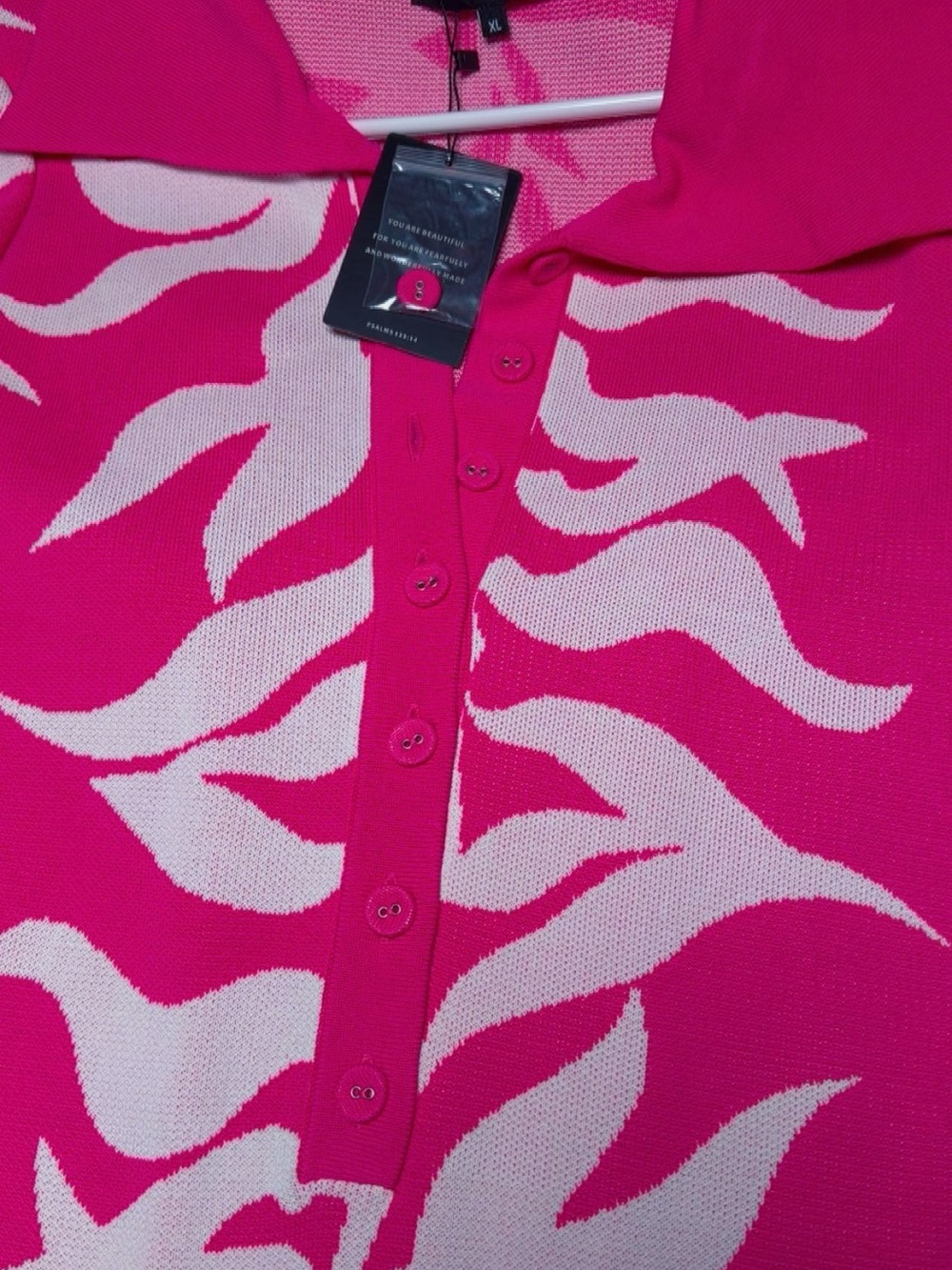Hanifa Pink and White Knit Polo Dress
